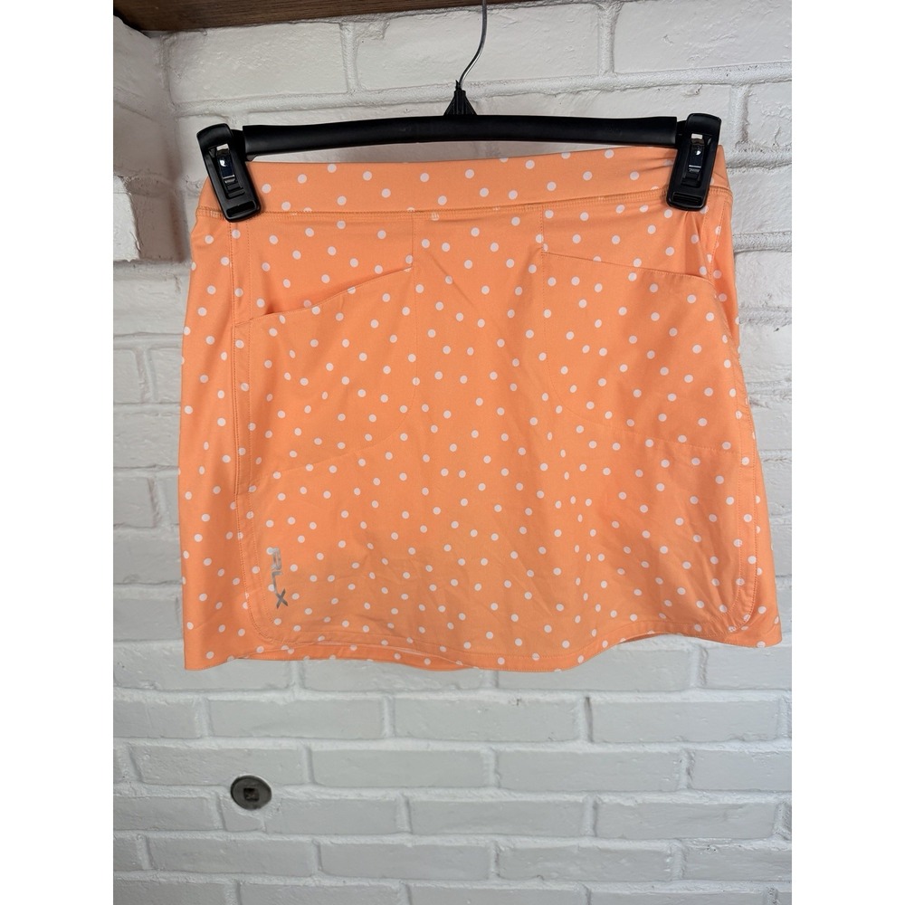 RLX Ralph Lauren XS Orange White Polka Dot Golf Skort Performance Stretch